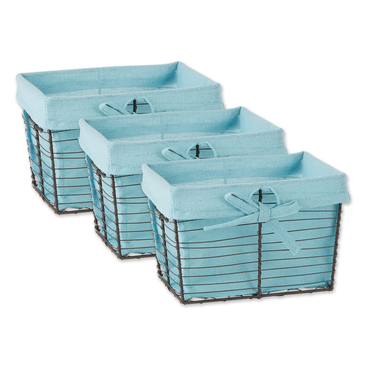 DII&#xAE; Small Vintage Gray Chicken Wire Basket with Aqua Liner, 3ct.